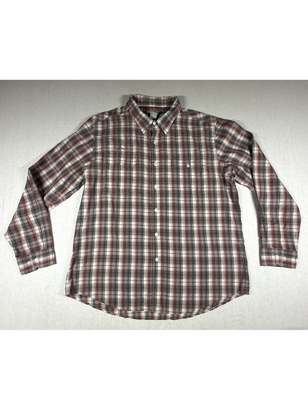 Horny Toad Long Sleeve Button Up Shirt Men XL Red Gray Plaid Preppy Y2K